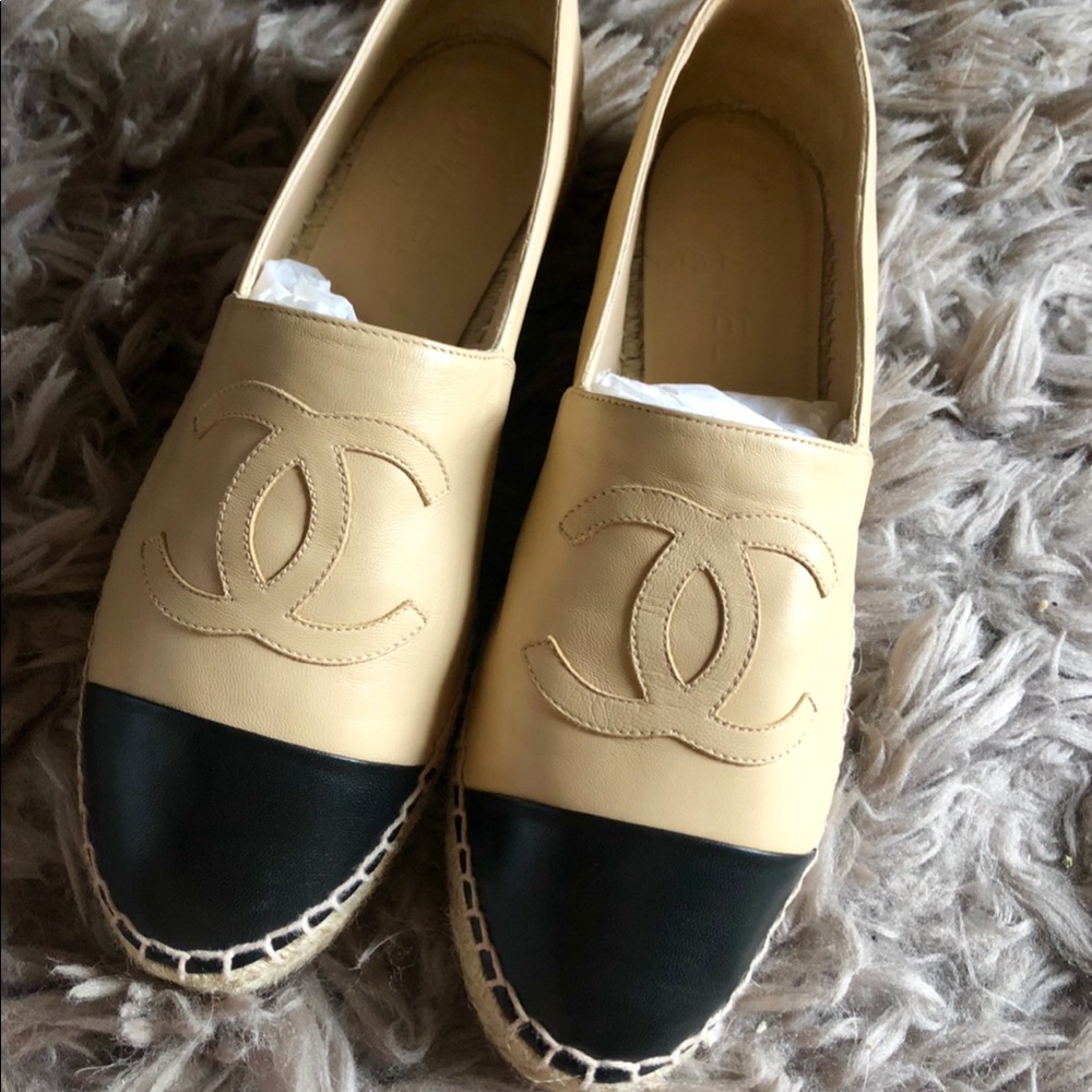 Beige and Black Chanel Espadrilles
